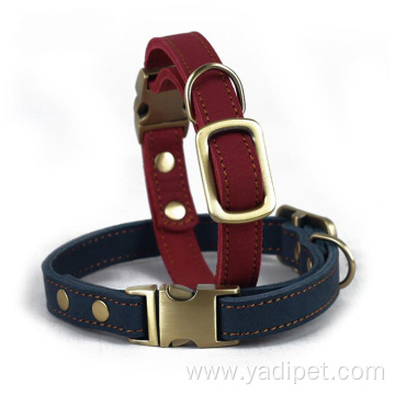 Leather Pet Solid Soft Collar Pet Dog Collar